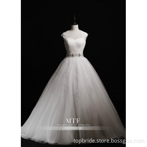 S40201 Real Picture Long Tail Boat Neck Wedding Dresses